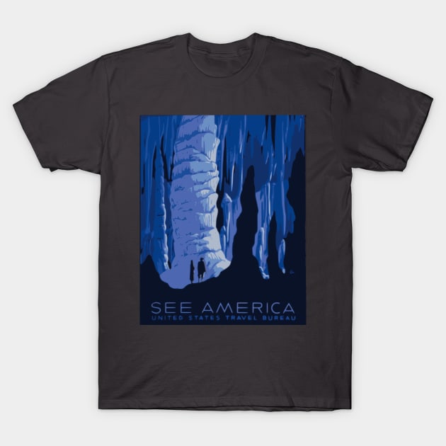 See America Vintage Poster (Caverns) T-Shirt by JSnipe